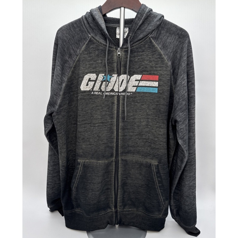 GI JOE Distressed Gray Hoodie Zip Up Sweatshirt‎ Jacket Hasbro Men's M